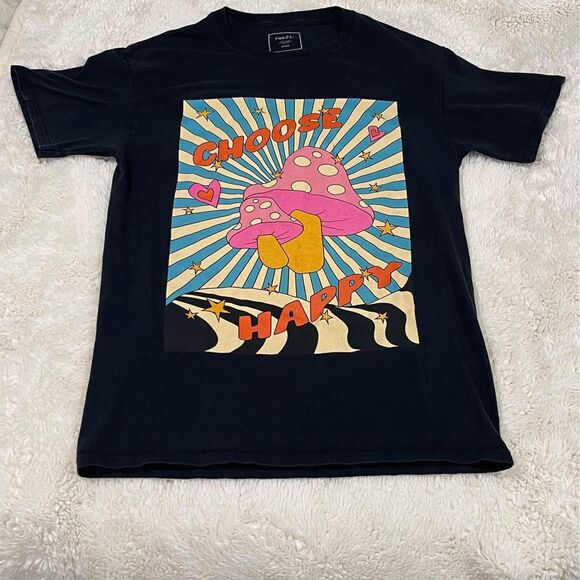 Unkown Tops - S - Choose Happy Love Mushroom Tee
